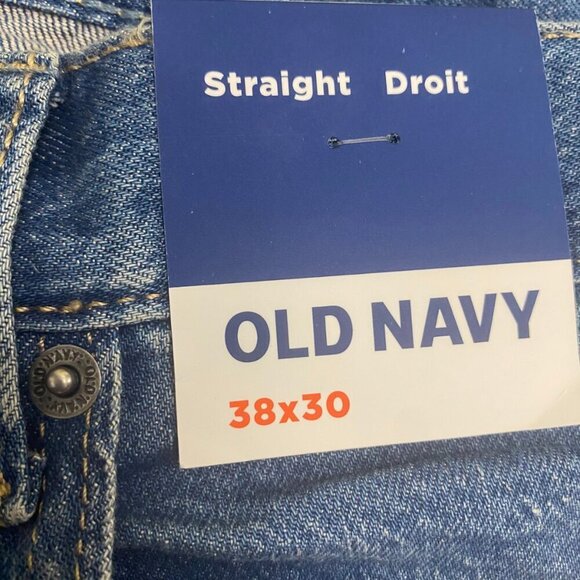 Old Navy Straight Built-In Flex Jeans (38x30) - Classic Mid-Wash Comfort Fit - Picture 8 of 12